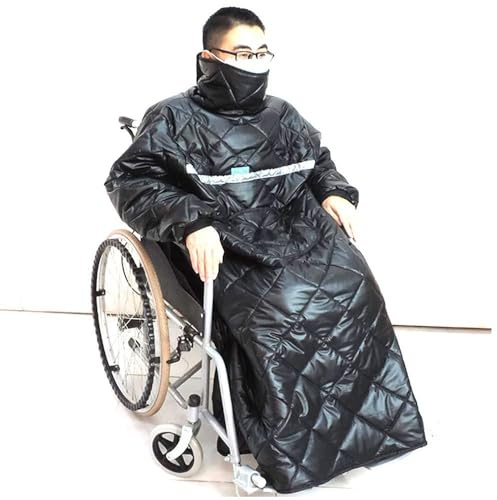 DEJIN Wheelchair Full Body Warm Blanket, Waterproof Windproof Winter Wheelchair Long Coat Jacket Wearable Wheelchair Cosy Cover With Sleeves Rain Cover