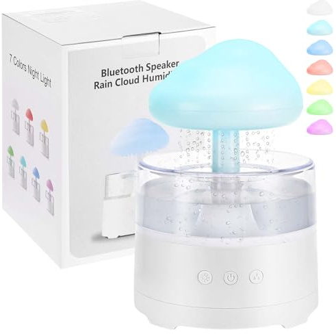Nuages De Pluie Humidificateur D'air, 3 Modes Pluie/Veilleuse 7 Couleurs | 400 ml, Simuler la Chute de Gouttes de Pluie, Aide à Dormir Et à Se Détendre