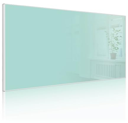 banjado Magnettafel Metall 78 x 37cm - beschreibbare Magnettafel - Metall Pinnwand als Memoboard - Magnetwand Küche, Büro, Kinderzimmer Weiß inkl. 4 Magnete & Montageset - Farbe Mint
