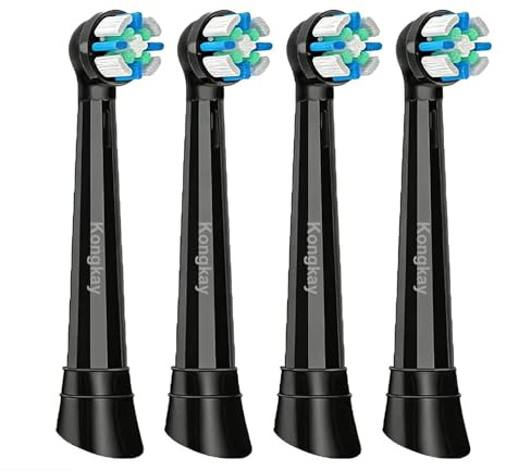 Recambios Cepillo Eléctrico Compatibles con Oralb iO Series 2–10, Cabezales Suaves de Limpieza Profunda con Filamentos Indicadores, Fácil Instalación, Pack de 4, Negro