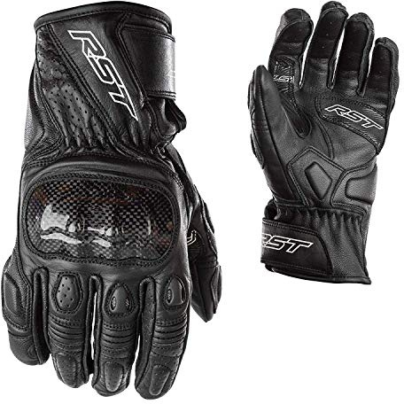 RST 2123 Stunt III CE Men's Short Sports Leather Motorcycle Gloves - Black M, 09