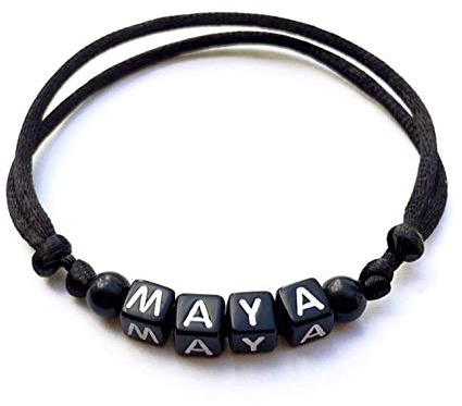 Braccialetto MAYA personalizzato con lettera dell'alfabeto; gioielli con nome, messaggio, logo, iniziale (reversibile, personalizzabile) per uomo, donna, bambino, neonato