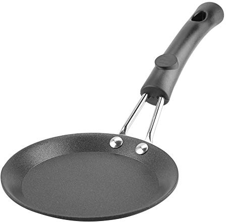 Atyhao 12cm Mini Padella tonda per friggere uova, padella modello in camicia padella per casa piccolo wok fornello pentole famiglia piccolo, nero(Electric Wood Handle)