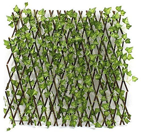 Clôture extensible haie bambou avec feuilles, grille, brise-vue, jardin, lierre artificiel, décoration, arrière-plan, 130 cm - Extension réglable