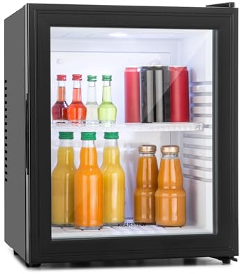 KLARSTEIN Brooklyn Nevera Pequeña Portatil Eléctrica Puerta Cristal, Mini Nevera Silenciosa para Casa y Oficina, Frigorificos Pequeños Refrescos, Cervezas, Estantes Extraíbles, Minibar 12-18°C, 30 l.