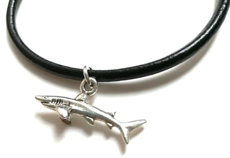Miniblings Hai Lederarmband schwarz Armband Haifisch Weißer Tauchen | Am Arm getragen, sorgfältig in Berlin gemacht, mit Mädchen