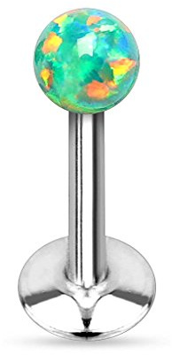 Taffstyle Piercing Stecker mit Opal Stein | Lippe Ohr Nase