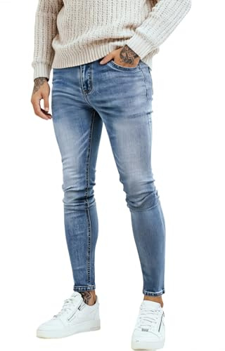 GINGTTO Jeans Homme Pantalon Skinny Élastique Tapered Leg Denim Pant | Super Extensible, Jambe Effilée, Adapté Aux Loisirs, Au Travail, Aux Rendez-Vous
