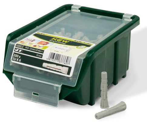 KEW 200x Super Universal Kragen-Dübel - universell einsetzbarer Nylon-Dübel für Beton, Platten, Stein, etc. - Spreiz-Dübel - 6x36 mm - 200er-Set