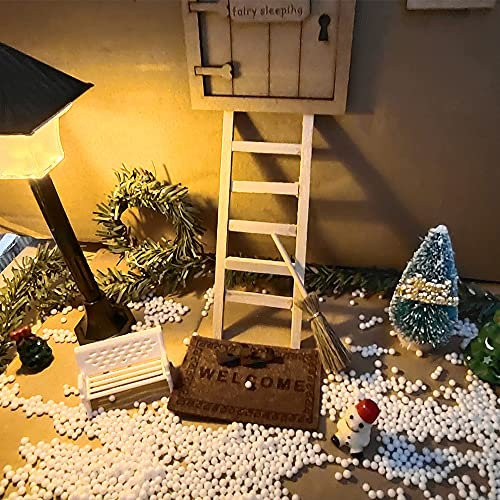 Bseical WichteltüR ZubehöR Set Weihnachten, ElfentüR WichteltüR Set,FeentüR WichteltüR, Miniatur DäNische Deko, Dekokranz Holzleiter ZubehöR Weihnachtsbaum Dekokranz Holzleiter Garten Deko Ornament