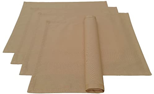Lemos Home Hochwertiges Platzset Platzdeckchen 4 Stück aus 100% Baumwolle Kollektion Konzept, Farbe & Größe wählbar (Platzset 4er Set - 46x36cm, Camel)