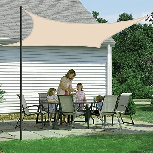 Toldo Vela Impermeable Exterior Terraza, Cuadrado 3.6x3.6m, Toldos Velas de Sombra para Patio Jardin, Tela Oxford Resistente, 95% Protección Rayos UV, para Jardim Pérgola - Beige-Blanco