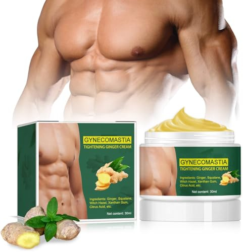 Gynecomastia Tightening Ginger Cream, Crema Abdominal para Hombre Anticelulítica con Masaje de Jengibre, Adelgazante para Moldear Cintura, Abdomen y Glúteos