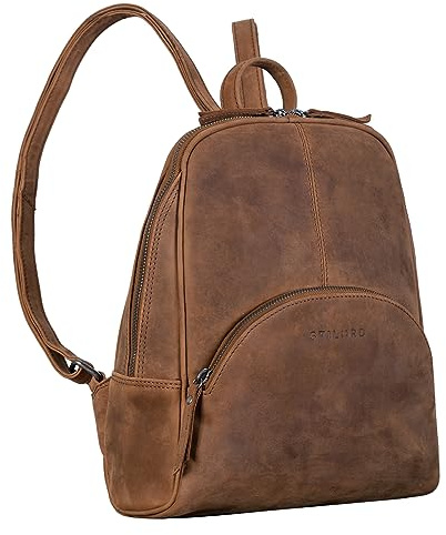 STILORD Margot Daypack Damen Leder Klein Vintage Rucksack für Frauen Anti-Diebstahl Rucksackhandtasche für Städtetrips Tagesrucksack Echtleder Farbe:tarragona - braun