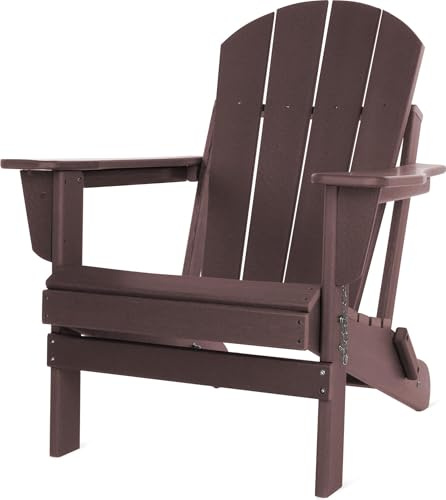 Original Adirondack Muskoka Stuhl - Klappbarer Gartenstuhl in Holzoptik - Gemütlicher Gartensessel aus stabilem, recyceltem und langlebigem HDPE - 150 Kg Traglast Bordeaux 91 cm x 75 cm x 83 cm