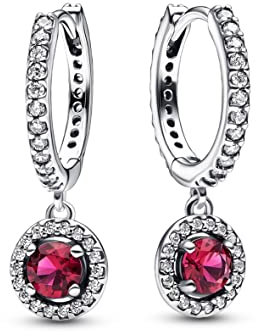 PANDORA Timeless Rot Funkelnde Runde Ohrringe aus Sterling-Silber, Kompatibel mit PANDORA Timeless Armbänder, 292379C01