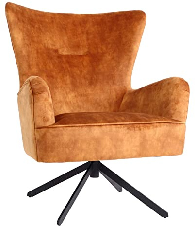 Mendler Lounge-Sessel HWC-L63 Vintage Samt Metall - Gold-braun | Cocktailsessel, Polstersessel, Relaxsessel, drehbar