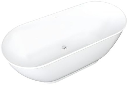 Vente-unique - Baignoire îlot ovale - 210L - 150 x 74 x 57 cm - Blanc brillant - Acrylique - MOBULA