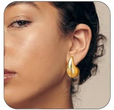 SIXDUTON Ohrringe Gold für Damen, Tropfen Ohrringe für Frauen, Hypoallergene Vergoldete Dupes Modeschmuck für Mädchen (Gold)