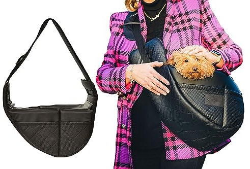 BOUTIQUE ZOO Hundetasche, Welpentasche - bis 6 kg - Tragetasche für kleinen Hund, Welpen, Katze | Farbe: Schwarz