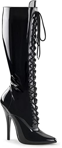 Bismaa® Women's Knee High Stiletto Heel Boots, Ladies Lace up High Heel Pointed Toe Party Long Shoes Boot With Side Zip Closure Size 3-12 UK