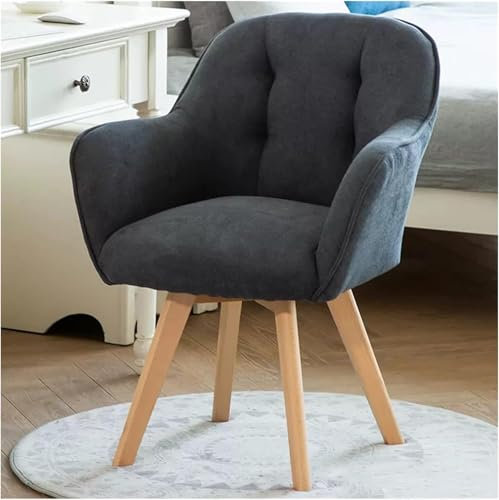 TONG TONG Drehsessel aus Samt mit stabilen Holzbeinen, perfekt für kleine Räume, Esszimmer, Schreibtisch, Lounge, gepolsterter Stoff-Akzentstuhl, Club-Stuhl, keine Rollen (Grau-1)