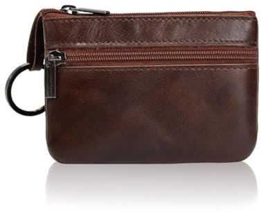 ZUWIJEQ Echt Leder Auto-Schlüssel Herren Schlüsseletui, Damen Keyring Kartenfach Geldfach,Hochwertig Design Schlüsselanhänger Mäppchen(Braun)