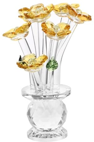 ULDIGI Kristallblumen Statue Kristallblumendekoration Kristallfigur Wohnfigur Kristallstatuen Kristall-sonnenblumenfigur Kristallblumen-Ornament