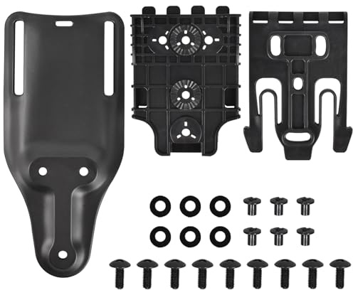 TUSAUW QLS - Kit sistema di bloccaggio rapido, attacco rapido, fondina e accessori per cintura, passante universale per cintura con forcella di bloccaggio e piastra di ricezione