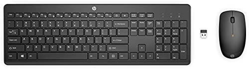 HP 235 - Kit de Teclado y ratón - diseño de 3 Zonas, bajo Perfil de Viaje - tamaño Completo - inalámbrico - 2,4 GHz - alemán - Negro - Smart Buy