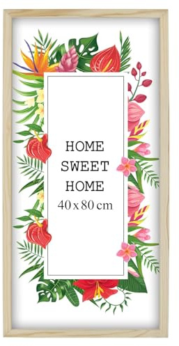 MG Design Natural Bilderrahmen 40 x 80 cm – Aus echtem Holz mit Acrylglas, zum Aufhängen & Aufstellen, für Fotos, Poster & Puzzle