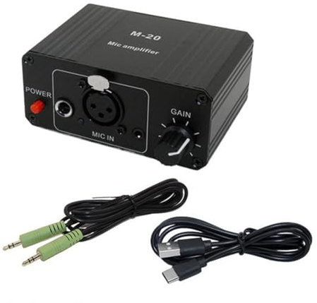 Nsssunnre Dynamisches Mikrofon, Kondensator-Mikrofonverstärker, M-20 Audio, 48 V Phantomspeisung, Aufladung, Schwarz, für Live-Soundkarten-Lautsprecher D