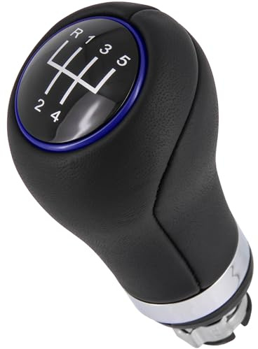 Recambo Schaltknauf 5 Gang passend für VW Polo 9N, 2001-2009, Plug & Play, Auto Schalthebel, schwarz - blau
