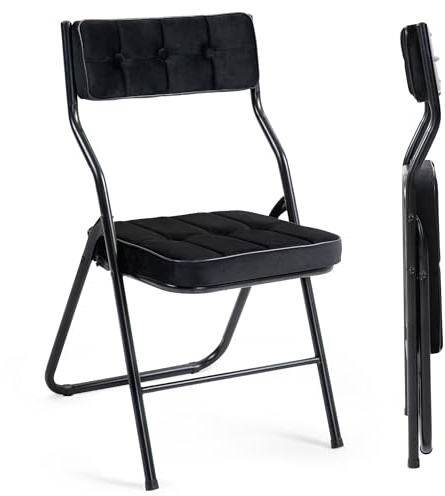 Villeston Polsterte Klappstühle 2er Set - Klappbarer Esszimmerstuhl mit Kissen, Tragbar und Vormontiert, Zusätzliche Sitzgelegenheit für Gäste, Küche, Büro, Hochzeit, Party
