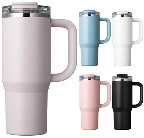 Homealexa Isolerat glas 900 ml/304 rostfritt stål, dubbelväggs vakuumdesign med läckagesäkert lock och sugrör, perfekt för kalla och isdrycker lila
