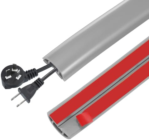 PATIKIL Selbstklebende Kabelkanal Grau, 5 cm x 3 Meters Flexibler Kabelkanal aus PVC, Kabel Sockelleisten Kabelbrücke für Kabelmanagement Schreibtisch Böden Wand Zuhause Büro Lager
