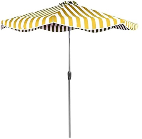 9 Ft Patio Umbrella - Waterproof, Wind-Resistant, Fade Resistant Garden Parasol with Crank for Market and Balcony Use - Striped Design for Outdoor Seating Areas