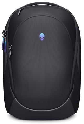 Alienware 18 Backpack - AW7825P - 28L Capacity, 3D Breathable Mesh, Magnetic Pocket Organizers, RFID Safe, Weather Resistant, 3D Iridescent Reflective Logo - Black
