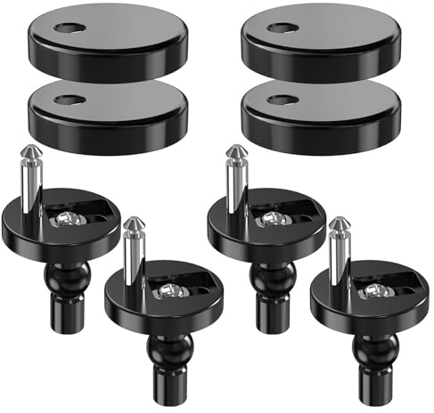 Ancable Toilet Seat Fittings Quick Release Toilet Seat Fixings 2 Pair Black | Universal Toilet Seat Hinge Replacement for WC Toilet Blind Holes Special Insert Pin