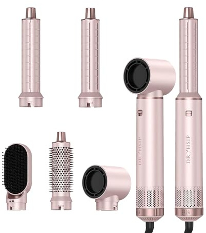 Dryhsip 5 in 1 Hair Styler & Wrap Air Curler, Low-Speed Hair Tools (Pink)