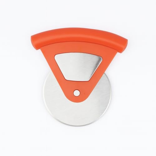 levitantes Taglia pizza piccola in acciaio inox con manico arancione, ideale per tagliare pizze e pasta in modo preciso.