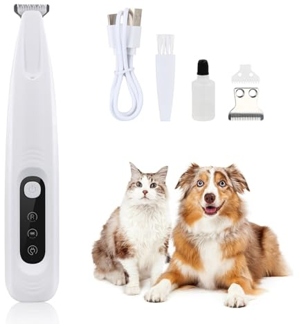 Pfotentrimmer für Hunde mit LED-Licht, Leise Hundepfoten Trimmer Paw Trim Pro, Wasserdichter Kabellos Hund Pfoten Trimmer, Wiederaufladbar Hundeschermaschine für Pfoten,Augen,Ohren,Gesicht,Körpe
