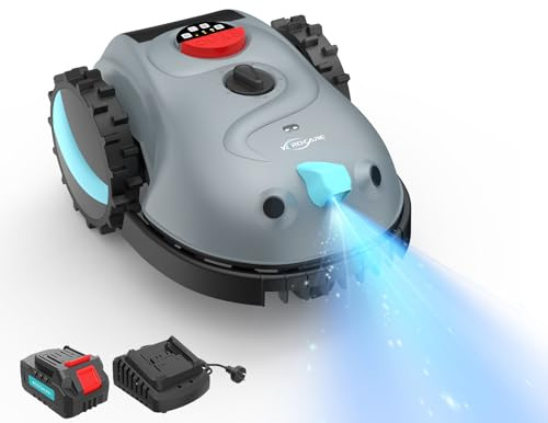 YARDCARE V100 Robot Cortacesped Electrico con Navegación por Visión, Detección de 150 Obstáculos, Robot Cortacésped Bateria hasta 150 m², Robot Cortacesped con Cuchillas de Repuesto