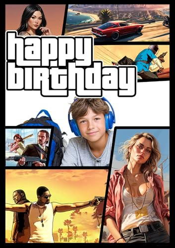 GTATheft-Auto – essbare Geburtstag Deko mit eigenem Foto, Rechteckig Tortenaufleger - 200.0 G