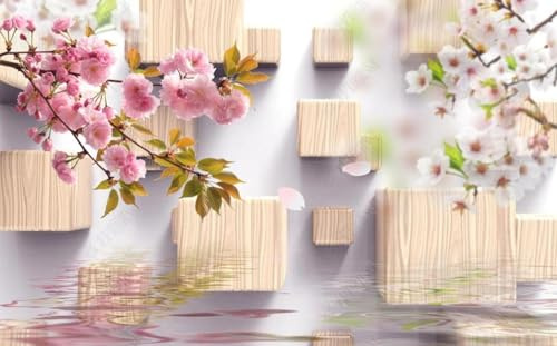Carta Da Parati 3D Fiori Di Pesco 300x210cm Fotomurali Poster Gigante Design Murale Decorazione -MIWEI Wallpaper-ZXY-09337