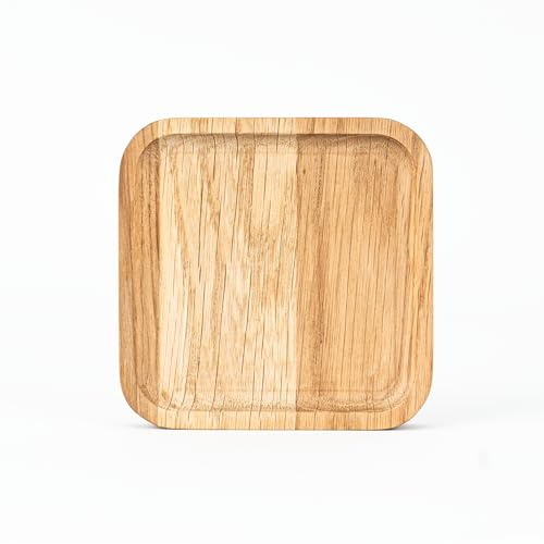 WOODYGIFT Zettelbox aus Eiche 10x10/10x20 cm – Eleganter Schreibtisch Organizer Holz – Zettelhalter für Notizzettel – Büro Aufbewahrung & Organisation im Home Office (Flach)