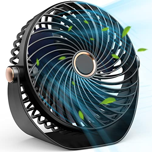 Teoryieer Ventilador de Mesa, Mini Ventilador USB Silencioso, 5 Velocidades,Personal Portátil Ventilador de Escritorio, para Oficina/Hogar/Viajar/Acampar/Cocina, Alimentado por USB (Negro)