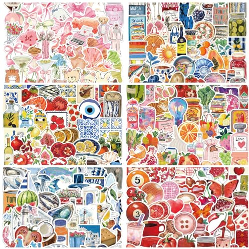 Cesujowaz 300PCS Sardines Fruit Stickers, Vinyl Waterproof Journal Stickers for Adults, Kindle Accessories Sticker Book for Laptop Water Bottle Scrapbooking