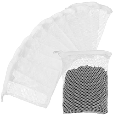 ADLABLD 10 pcs Aquarium Media Bag with Zipper, Reusable Fine Mesh Bag for Aquarium Filter Media, 5.9 x 3.9(White)
