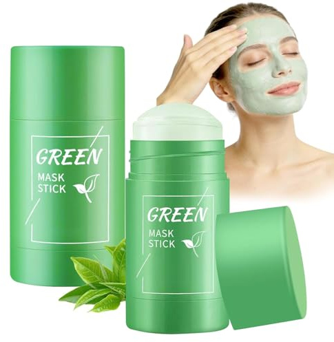 Green Mask Stick Lot de 2 bâtons de masque au thé vert, bâtonnets d'argile purifiante au thé vert, hydratant, pour tous les types de peau